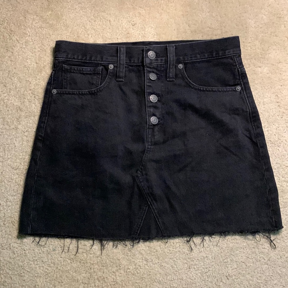 Rigid Denim A-Line Mini Skirt in Lunar Wash: Button-Front Edition